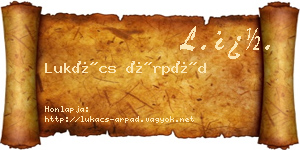 Lukács Árpád névjegykártya